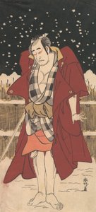 尾上松助「雪の中塀の前に立つ刀を持った男」1786（天明6）年