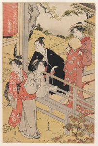 四谷三光院の茶屋（色版画） 作： Katsukawa Shunko