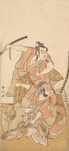 曽我廼家五郎を演じた二代目市川八百蔵、1772年頃 作： Katsukawa Shunko