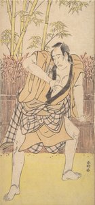 劇的な態度で立っている男としての第二の市川駒蔵、約。 1790年頃。 1790年。