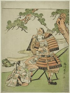 武者楠木正成（1294-1336） 息子正虎に別れを告げる 1780年頃（錦絵・中判） 作： Katsukawa Shunsei