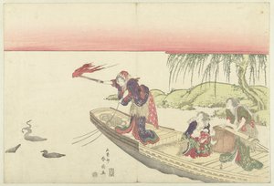 夜の鵜飼 作： Katsukawa Shunsen