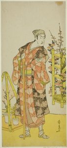 The Actor Matsumoto Koshiro IV as the Plant Seller Awashima no Yonosuke in the Play Mukashi Otoko Yuki no Hinagata, Performed at the Ichimura Theater in the Eleventh Month, 1781 作： Katsukawa Shunsen