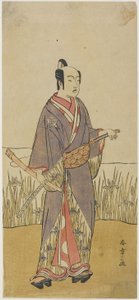 (竹笛を持つ武士役) 作： Katsukawa Shunsho