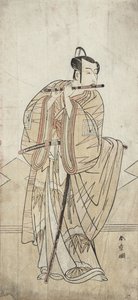 笛を吹く役者（木版画） 作： Katsukawa Shunsho
