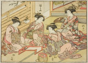 松葉屋の遊女 著書『清露美人合わせ姿鏡』より 1 作： Katsukawa Shunsho