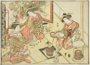 御嶽屋の遊女 著書『清露美人合わせ姿鏡』より 2 作： Katsukawa Shunsho