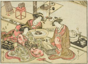 山城屋の娼婦 著書『清露美人合わせ姿鏡』より 2 作： Katsukawa Shunsho