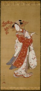 カエデの枝を持つダンサー 作： Katsukawa Shunsho