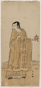 滝のリボンで振られる数珠の信玄としてのIX市村羽左衛門 作： Katsukawa Shunsho