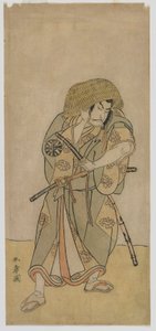 歌舞伎役者中村中蔵一世、変装した武士、江戸時代、1770年代半ば（カラー木版画） 作： Katsukawa Shunsho