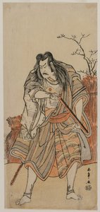 ライフルを持ったハンターに変装した領主としての中島勘左衛門 作： Katsukawa Shunsho