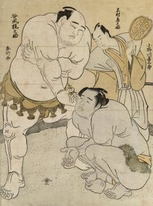 Pれパラチオンs フォr テェ まtch ベトぇ円 女川 機サブロ 案d 谷風 梶之助、 レフェレエd by 木村 書の助 (コォうr をおDBぉck p林t) 作： Katsukawa Shunsho