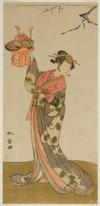 1773年4月市村座にて御所桜堀川陽一花野井役の俳優嵐ひなじ初代 作： Katsukawa Shunsho