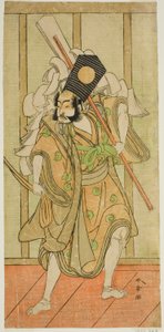 芝居色蒔絵蘇我盃で朝比奈三郎役を演じた二代目嵐三五郎、1773年正月森田座にて上演 作： Katsukawa Shunsho