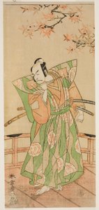 The Actor Ichikawa Danjuro V as Momonoi Wakasanosuke Yasuchika (?) in the Play Kanadehon Chushingura (?), Performed at the Nakamura Theater (?) in the Fifth Month, 1771 (?) 作： Katsukawa Shunsho