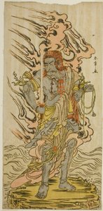 役者市川團十郎五代不動明王石像 喜重錦の若夜 十一月中村座 1780年 作： Katsukawa Shunsho