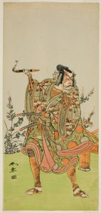 The Actor Ichikawa Danzaburo II as Usui no Sadamitsu (?) in the Play Edo Katagi Hikeya Tsunasaka (?), Performed at the Ichimura Theater (?) in the Eleventh Month, 1772 (?)
