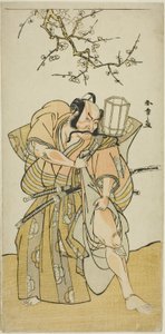 鎌倉権五郎影正役の四代目市川團蔵 1778年11月、森田座で上演された芝居日錦津井の弓取第五場