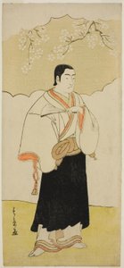 二代目市川門之助は、三月中村座で上演された『はつもんびくるわ蘇我』の蓮聖坊僧侶として、 作： Katsukawa Shunsho
