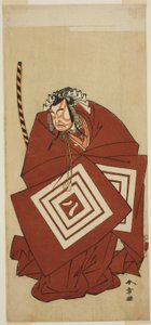 十一月、市村座で上演された「稚児桜十三鐘」八王丸荒虎役二代目市川八百蔵（1774年） 作： Katsukawa Shunsho
