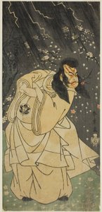 俳優の九代目市村羽左衛門、菅原伝授手習鏡で菅小帥役、1768年八月市村座にて上演 作： Katsukawa Shunsho