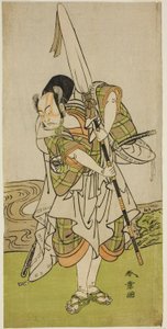 1773 年 11 月、森田座で上演された芝居「女あるじはつゆきの世界」で、麻原八郎を演じる役者の中村十三二世 作： Katsukawa Shunsho