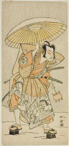 1772 年 11 月に森田座で上演された伊豆暦芝居の願日で梶原源太景時役の中村十三二世 作： Katsukawa Shunsho