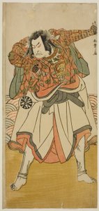1780 年、第 11 月に中村座で上演された劇「きかえる錦の若夜」で、修行僧に変装した俳優中村中蔵初代 鎮西八郎為朝 作： Katsukawa Shunsho