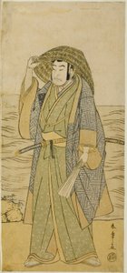 久米平内左衛門役の中村中蔵初代 1783 年 5 月に市村座で上演された芝居寿晩成蘇我で、街頭占い師の高坂陣内に変装