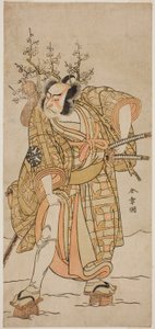 劇中花相雲源氏引意の又野五郎としての俳優中村仲蔵初代、1775年、11月に中村劇場で上演されました 作： Katsukawa Shunsho