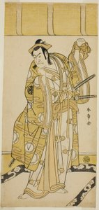 俳優・初代中村仲蔵は、十一月市村劇場で上演された「車掛手田の軍勢」の長尾輝虎役で、 作： Katsukawa Shunsho