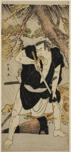1783年六月、市村座で上演された『仮名手本忠臣蔵』小野貞九郎役の中村中蔵初代 作： Katsukawa Shunsho