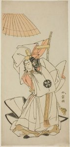 1773 年 11 月 1 日から中村座で上演された後鳥羽天皇の弟の高麗明王役の中村中蔵初代 作： Katsukawa Shunsho