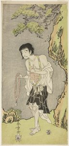 1770 年 11 月 1 日から中村座で上演された『鵺の森一葉の的』の僧侶、頼後阿闍梨としての初代中村仲蔵 作： Katsukawa Shunsho