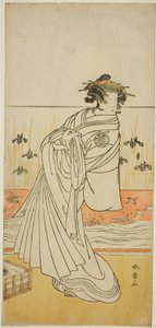 俳優中村富十郎初代中村富十郎、九月中村座にて『恋女房染別たずな』遊女外山役、1777年 作： Katsukawa Shunsho