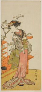 劇中のウェイトレス大竹としての俳優中村富十郎初代中村富十郎 1777年最初の月に中村劇場で上演された稚児鈴青柳曽我 作： Katsukawa Shunsho