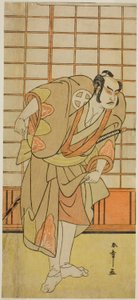 天明4年(1784)11月、桐芝居小屋で上演された『十二単絵小町桜』の式島若兵衛に扮した秦の大膳竹虎役の三代目大谷広次について