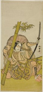 The Actor Otani Hiroji III as the Guard Kuriu Zaemon Yorikata in the Play Azuma no Mori Sakae Kusunoki, Performed at the Ichimura Theater in the Eleventh Month, 1779