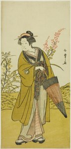 芝居「歌舞伎の花万代蘇我」で大妻役を演じた初代大谷友右衛門、1781 年 4 月に市村座で上演 作： Katsukawa Shunsho