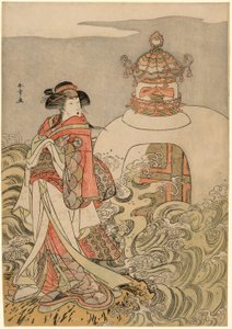 三代目瀬川菊之丞 芝居「ますやさき 梅の勝鬨」の竜姫役 1778年11月市村座 作： Katsukawa Shunsho