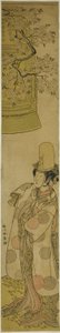 俳優の瀬川富三郎初代、清姫役の花形風織えぼし、1774年第3月に市村劇場で上演 作： Katsukawa Shunsho