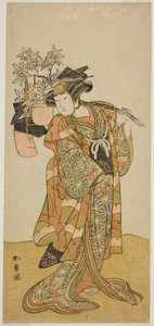 1775年11月、中村座で上演された花相雲源氏引出で、烏帽子売りの二代目山下金作 作： Katsukawa Shunsho