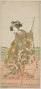 1775 年 11 月、森田座で上演された喜久慈堂終演の巌屋の四十井姫 (よそおいひめ) としての俳優吉沢いろは I 作： Katsukawa Shunsho