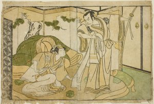 The Actors Nakamura Nakazo I as Taira no Kiyomori (right), and Yamashita Kinsaku II as Tokiwa Gozen (left), in the Play Nue no Mori Ichiyo no Mato, Performed at the Nakamura Theater in the Eleventh Month, 1770 作： Katsukawa Shunsho