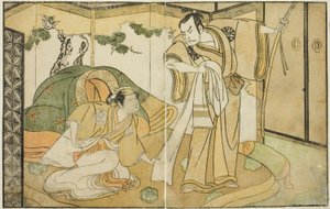 The Actors Nakamura Nakazo I as Taira no Kiyomori (right), and Yamashita Kinsaku II as Tokiwa Gozen (left), in the Play Nue no Mori Ichiyo no Mato, Performed at the Nakamura Theater in the Eleventh Month, 1770 作： Katsukawa Shunsho