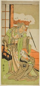 『河原ぬ花栄八の木』唐子馬場の初代中村歌右衛門（右）と三将太夫の四代目市川團十郎（左） 作： Katsukawa Shunsho