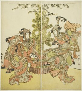 The Actors Segawa Kikunojo III as Yasukata (right), and Iwai Hanshiro IV as Utou (left) in the Play Godai Genji Mitsugi no Furisode, Performed at the Nakamura Theater in the Eleventh Month, 1782 作： Katsukawa Shunsho