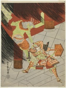 羅生門で鬼と戦う戦士渡辺綱