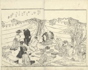 桜の下の会社 作： Katsukawa Shuntei